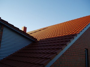 Rotes Haus mit rotem Dach